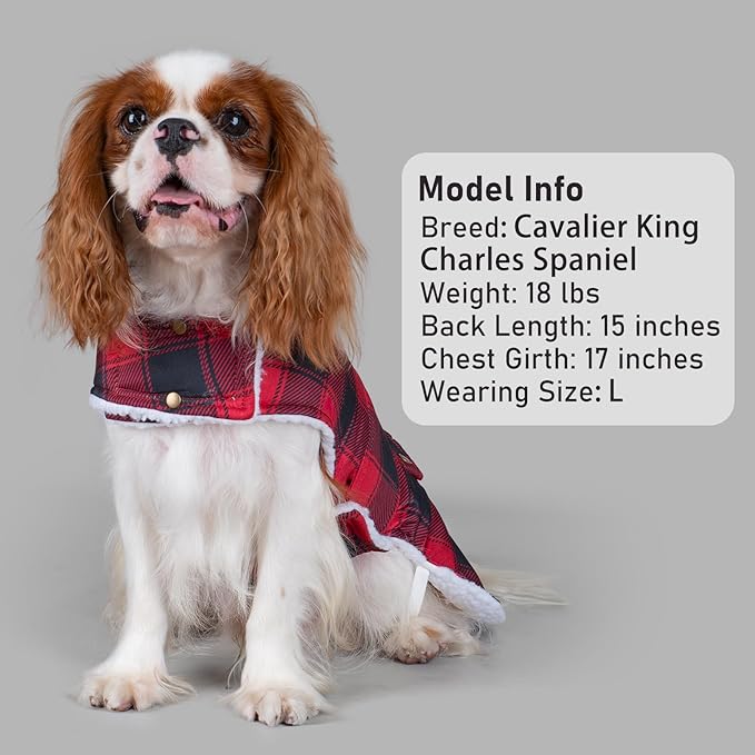 KYEESE Dog Coat Windproof Dog Coats for Small Dogs Waterproof Dogs Jacket with Fleece Lined Soft Pet Sweater for Cold Weather Warm Pet Winter Puffer Coat with Leash Hole Thick Pets Clothes with Pocket