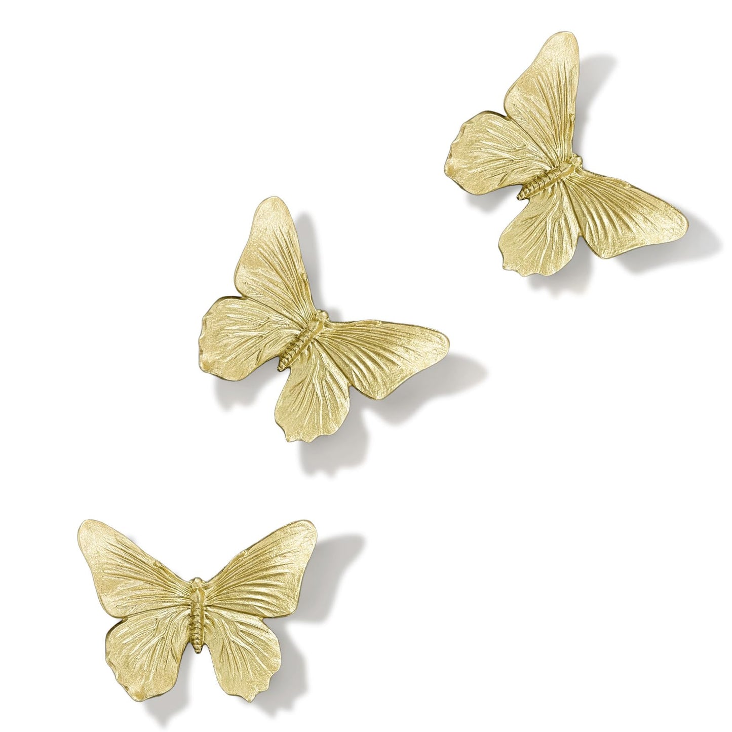GUSFREUD 3D Butterfly Wall Decor Set – Resin Wall Decor for Living Room, Bedroom, Bathroom, Dining Room, Outdoor and Gallery Walls - Antique Gold - Set of 3