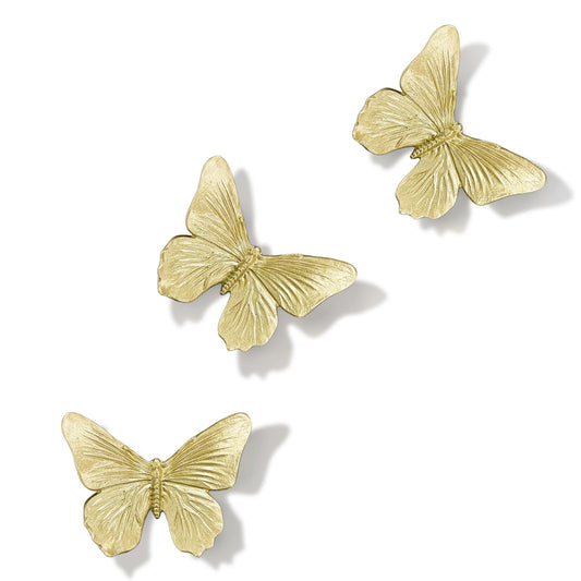 GUSFREUD 3D Butterfly Wall Decor Set – Resin Wall Decor for Living Room, Bedroom, Bathroom, Dining Room, Outdoor and Gallery Walls - Antique Gold - Set of 3