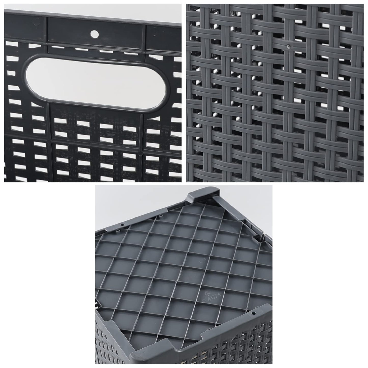 Rinboat 40 L Plastic Collapsible Laundry Hamper, Plastic Dirty Clothes Basket, Gray, Pack of 2