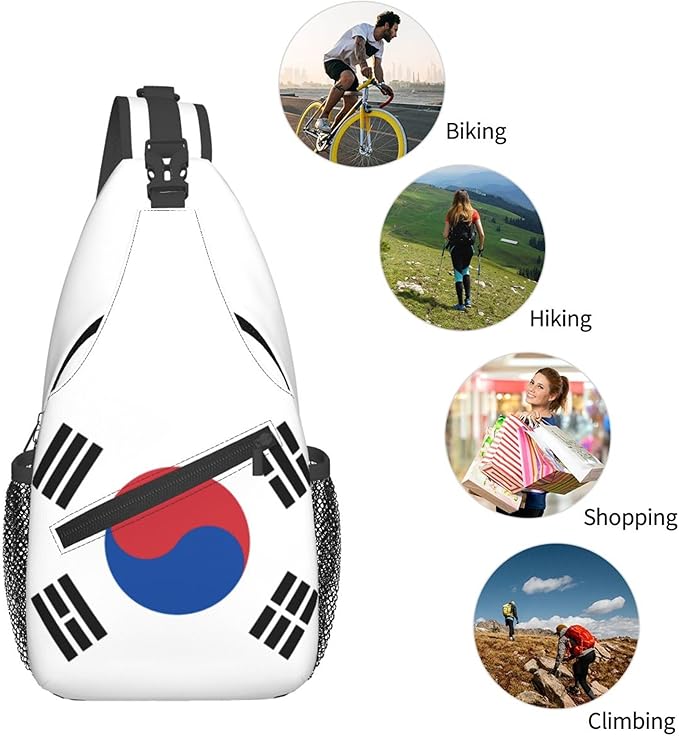 GJXFLSY Republic of Korea Flag Sling Backpack Crossbody Bag Casual Chest Bags Travel Hiking Daypack Shoulder Bag for Women Men