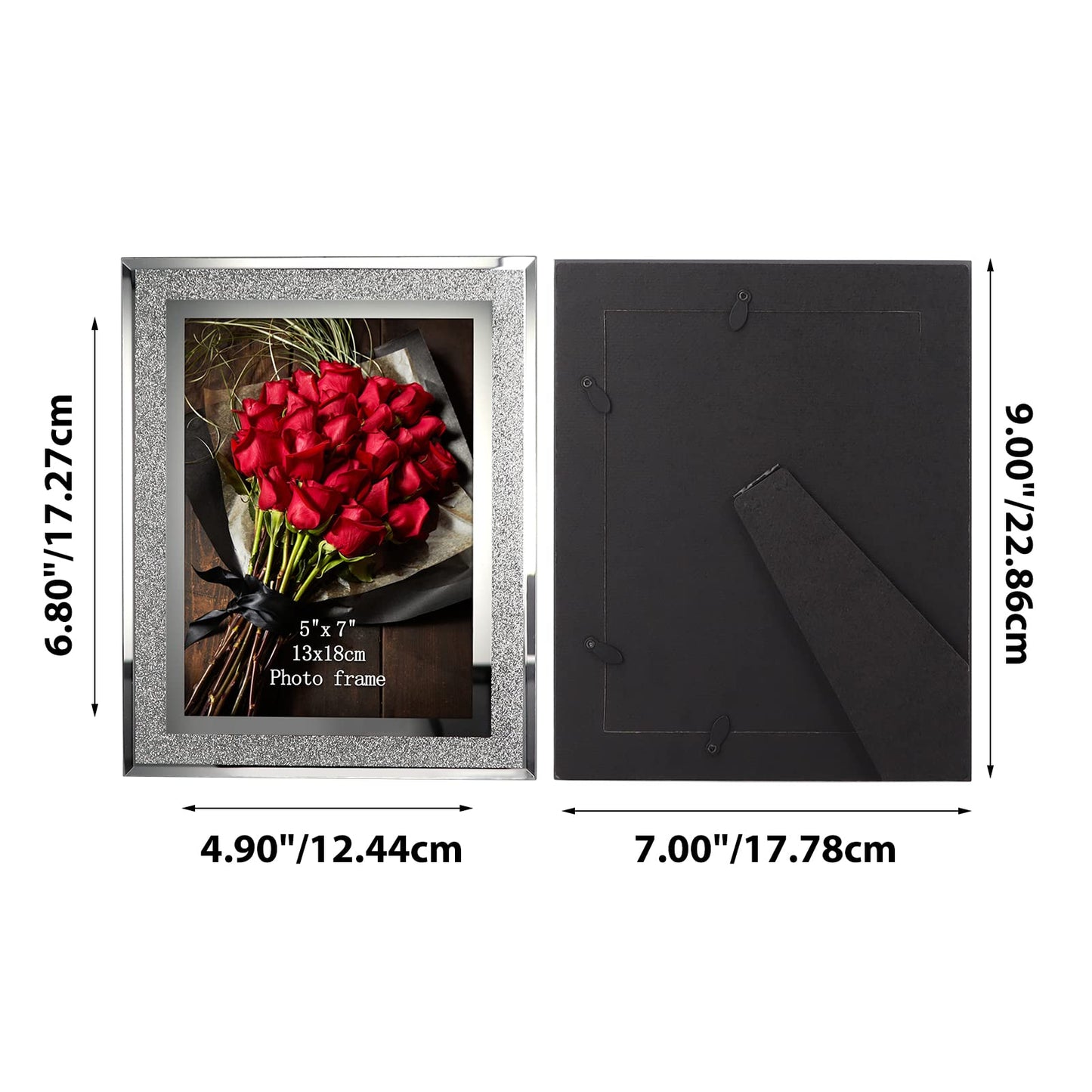 Calenzana 5x7 Picture Frame Sparkle Glass Photo Frames for Tabletop, Set of 2