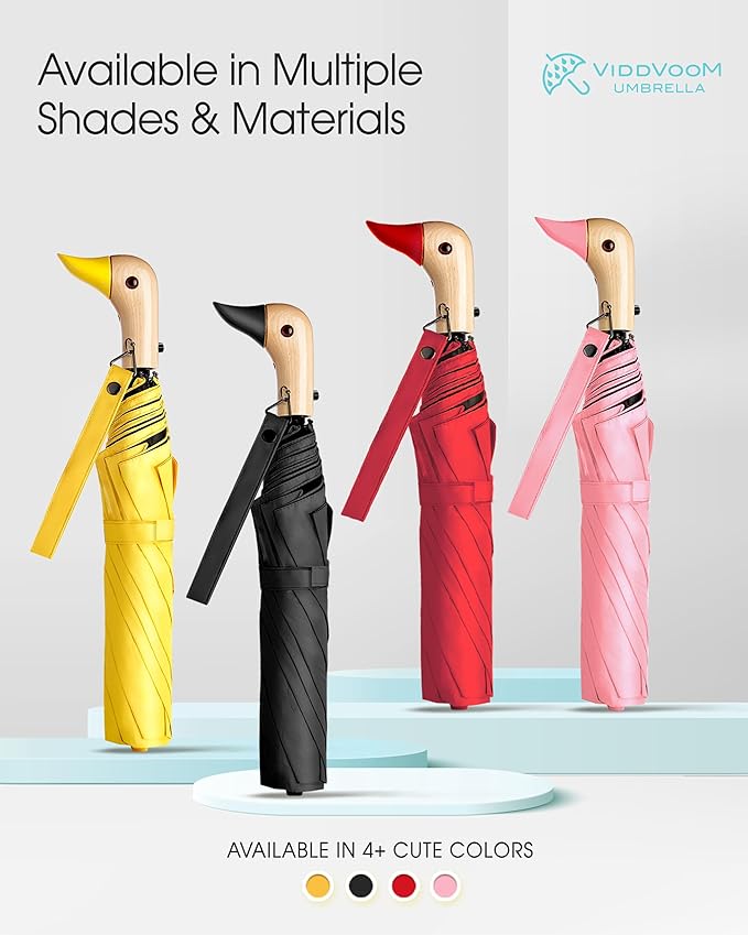 Duck Umbrella - Compact Travel Umbrella with a Cute Duck Head Handle for Women