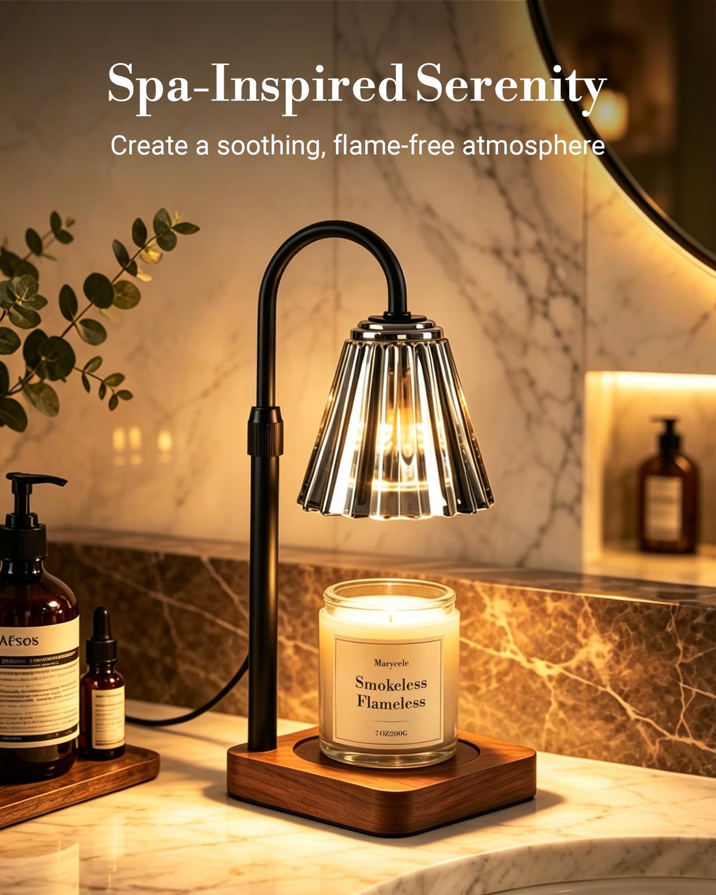 Marycele Vintage Candle Warmer Lamp with Timer Dimmer, Adjustable Height
