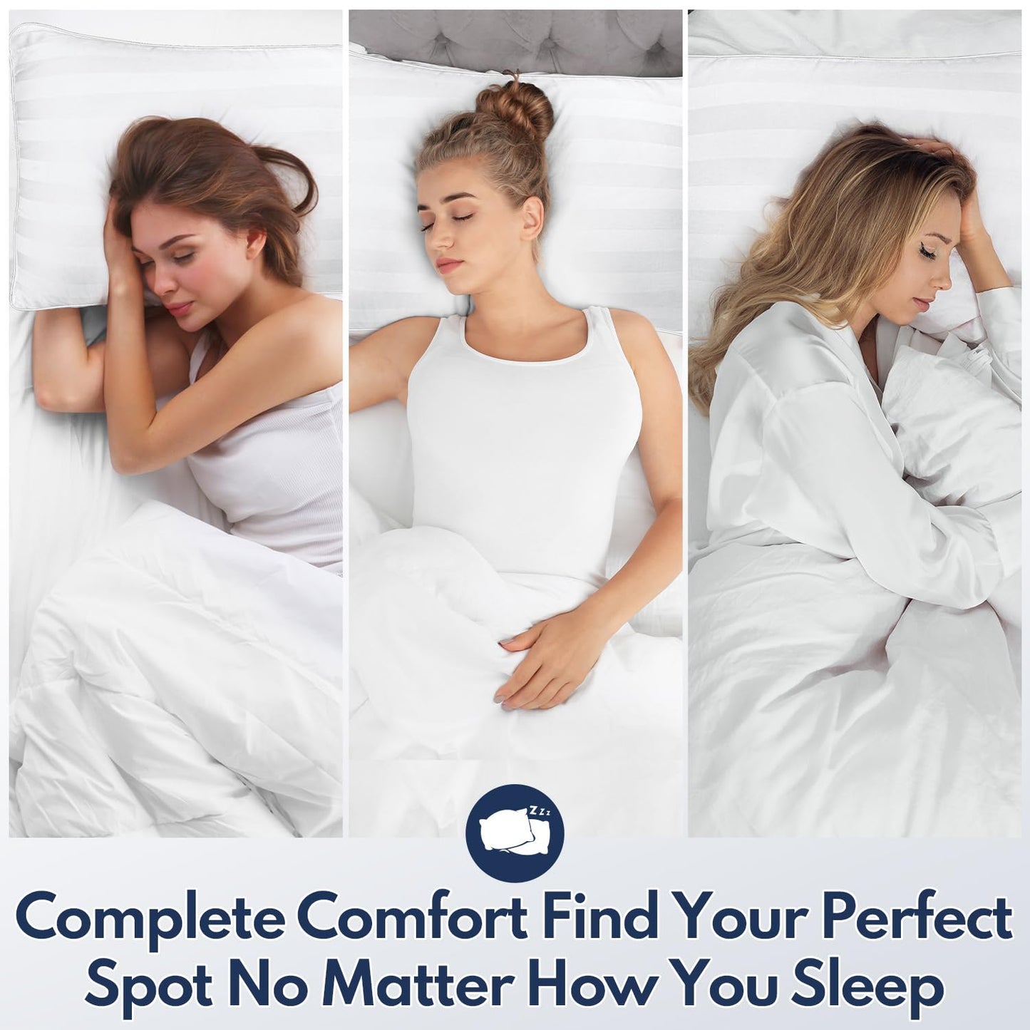 DIORIS Queen Pillows Set of 2 - Bed Pillows for Sleeping, Cooling Down Alternative Pillow, Medium Soft for Side Back Stomach Sleepers, Hotel Quality, Machine Washable