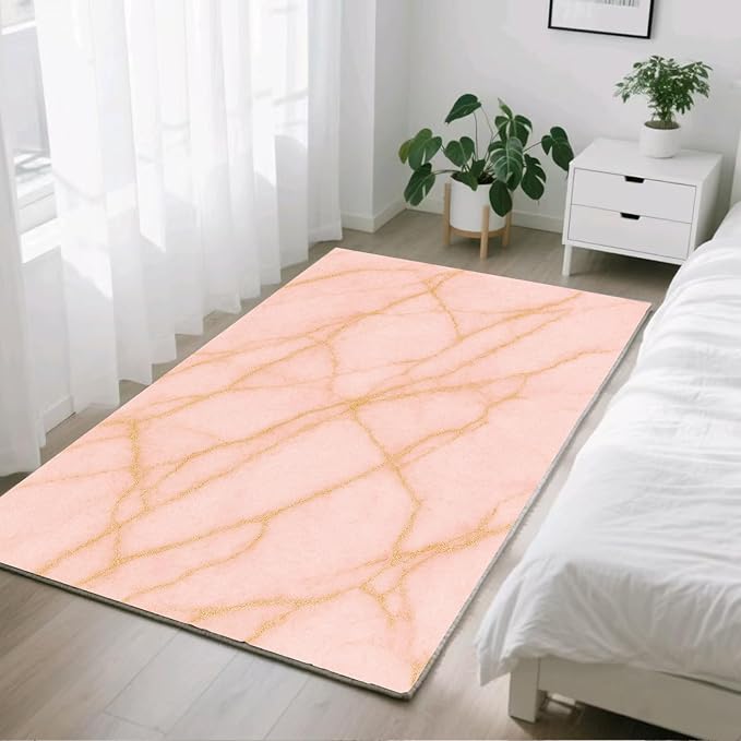 Abstract Marble Rug - 5x7 Area Rugs, Modern Art Rug, Luxury Marble Bedroom Rugs, Washable & Non Slip Carpet Home Decor