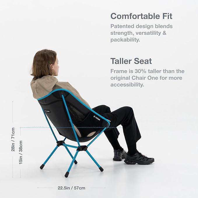 Helinox Chair One (re) High-Performance Camping Chair, 1.97lbs, Lightweight Compact Collapsible Outdoor Chairs, Backpacking, Picnic, Adventures, Blackout