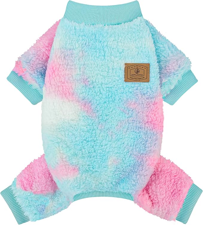XPUDAC Dog Sweater, Dog Winter Clothes for Small Medium Dogs Girl Boy Fleece Doggy Pajamas for Winter Christmas, Tie-Dye03, X-Small