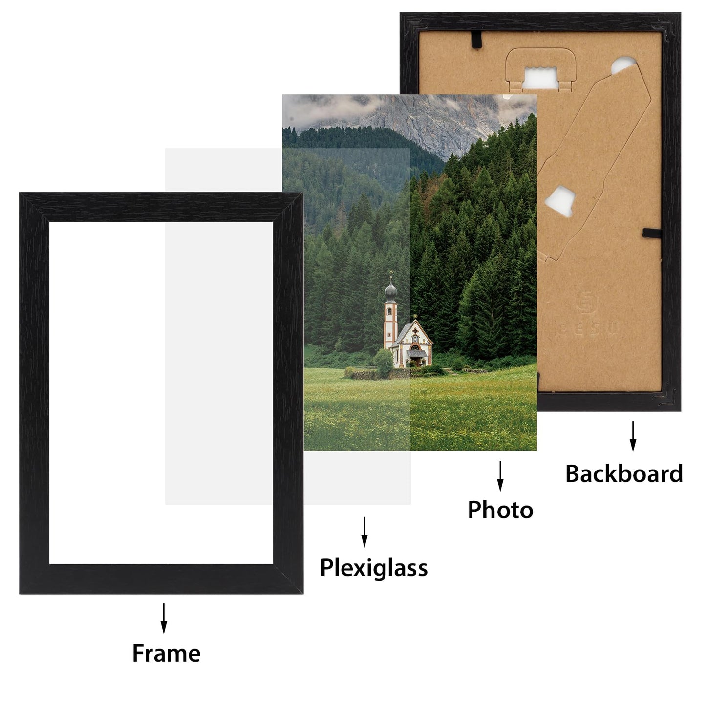 HORLIMER 4x6 Picture Frame Set of 12, Black Picture Frames Display 4 by 6 Photo for Wall or Tabletop