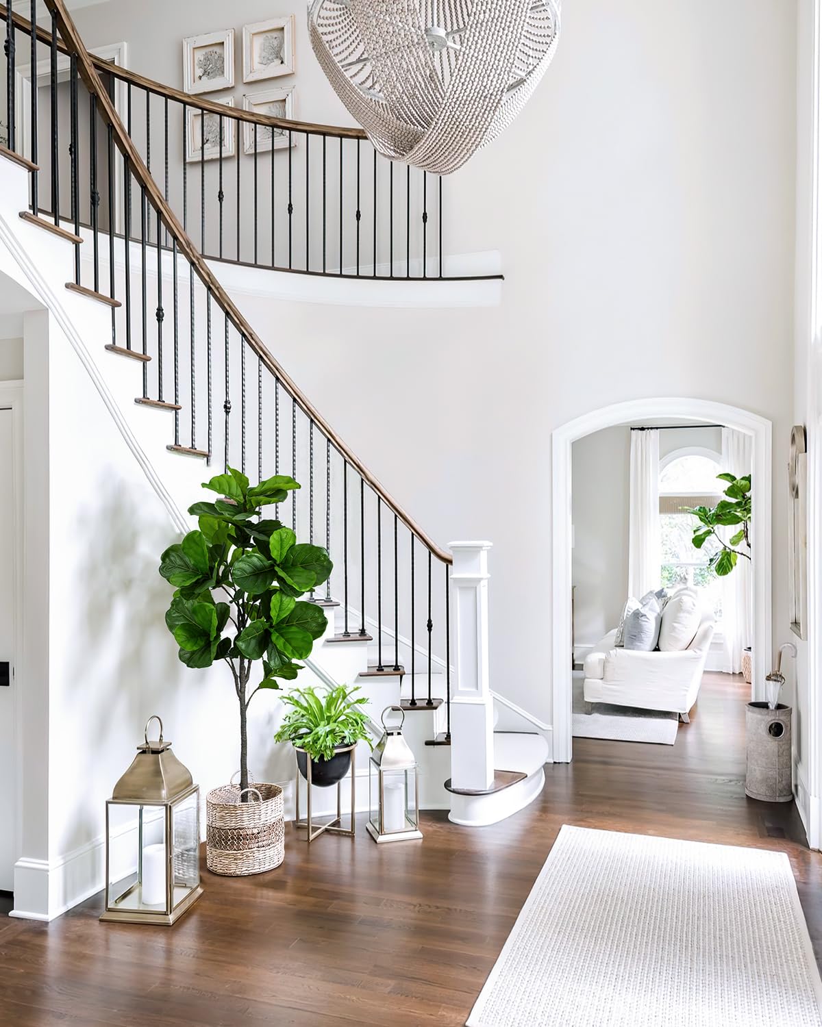 LuceAlberi Artificial Fiddle Leaf Fig Tree 6FT - Large Fake Trees with White Planter, Tall Faux Ficus Lyrata Tree Floor Plants for Indoor Home Decor Office Living Room Housewarming Gift, 1Pack