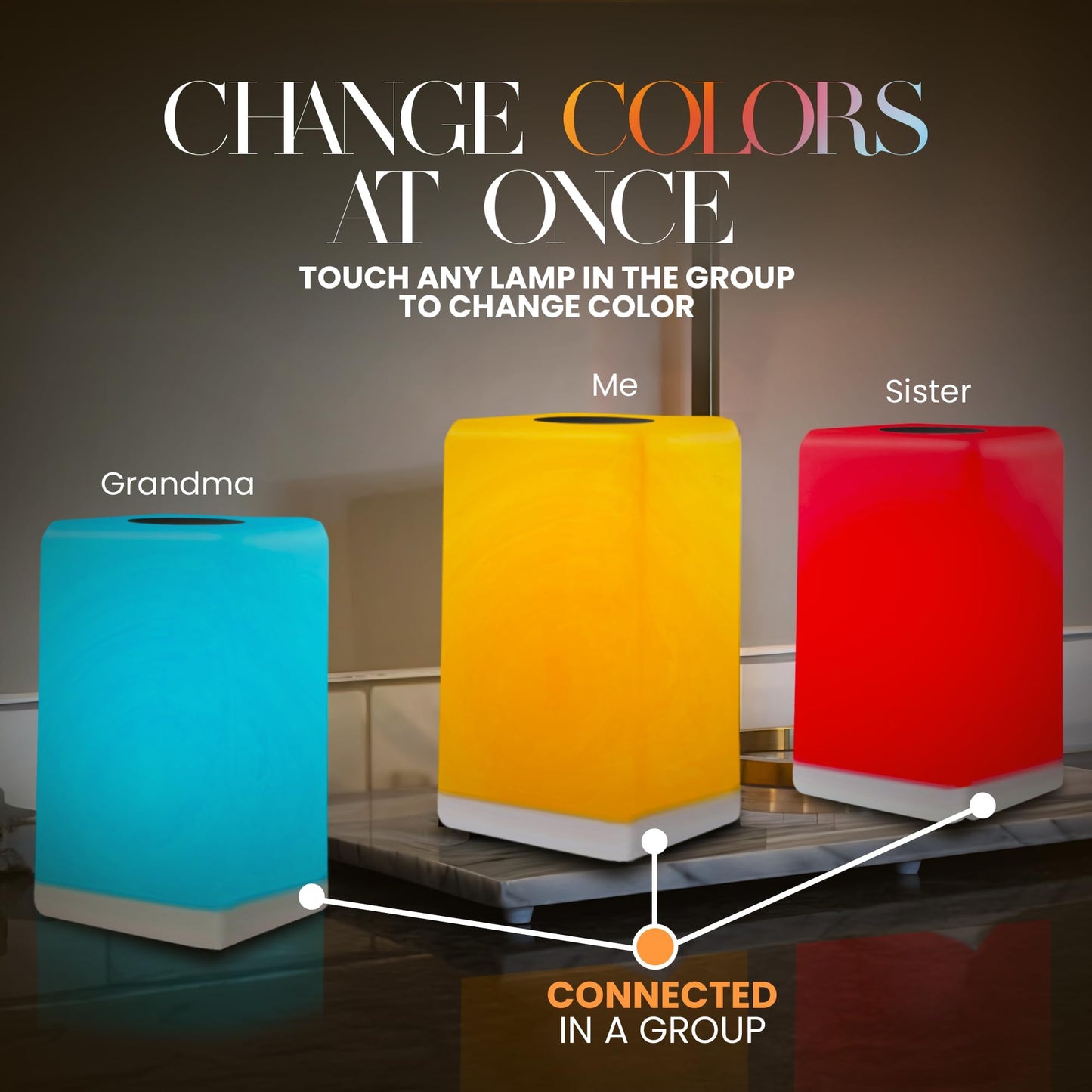 Friendship Lamp FriendLi by Filimin - Subscription Required Wi-Fi LED Light for Long Distance Touch Lamp, Present for Best Friend, Relationship, Family, Unique Gifts, Easy App Setup - Set of 2