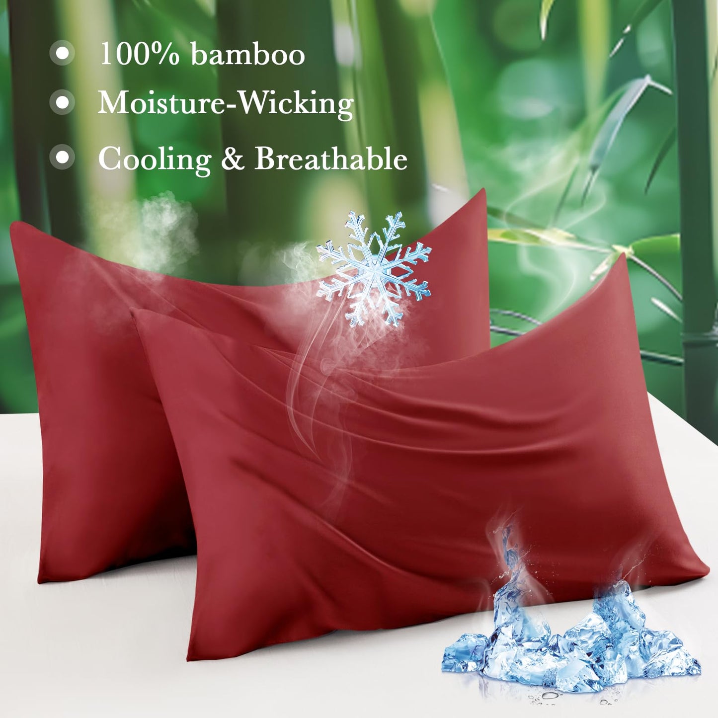 Curved Pillow Case Queen Size, Side Sleeper Pillow Cases Cover Cooling Rayon Derived from Bamboo with Zipper for hot Sleepers Hair and Skin, Breathable Silky Soft Pillowcase 1 Pack 20 * 30 Inches