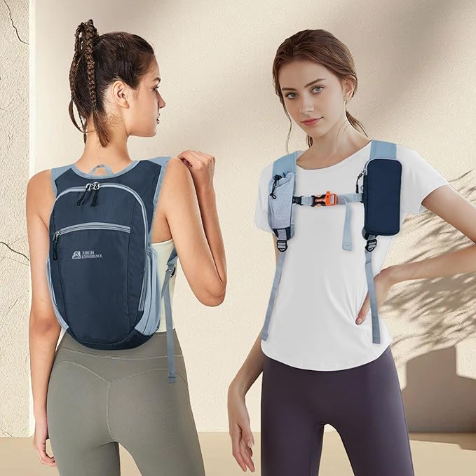 HIGH EXPERIENCE Hiking Backpack 10L/15L Small Daypack Lightweight Packable Travel Foldable Water Resistan for Women Men (Gray, 10L)