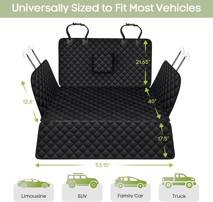 SUV Cargo Liner for Dogs, Waterproof Pet Cargo Cover with Bumper Flap Protector, Scrachproof Non-Slip Dog Seat Mat for SUVs Sedans Vans, Large Size Universal Fit