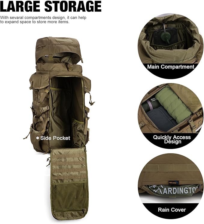 Mardingtop 70L Internal Frame Backpack for Hunting,Camping,Hiking Backpacking Backpack with Rain Cover