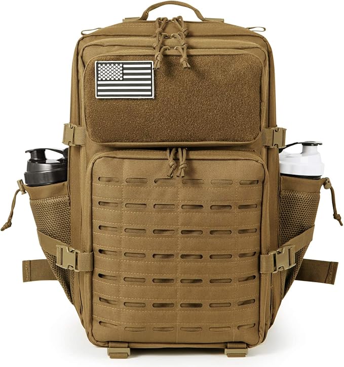 QT&QY 25L/45L Military Tactical Backpack For Men Molle Daypack 3 Day Bug Out Bag Hiking Rucksack With Bottle Holder