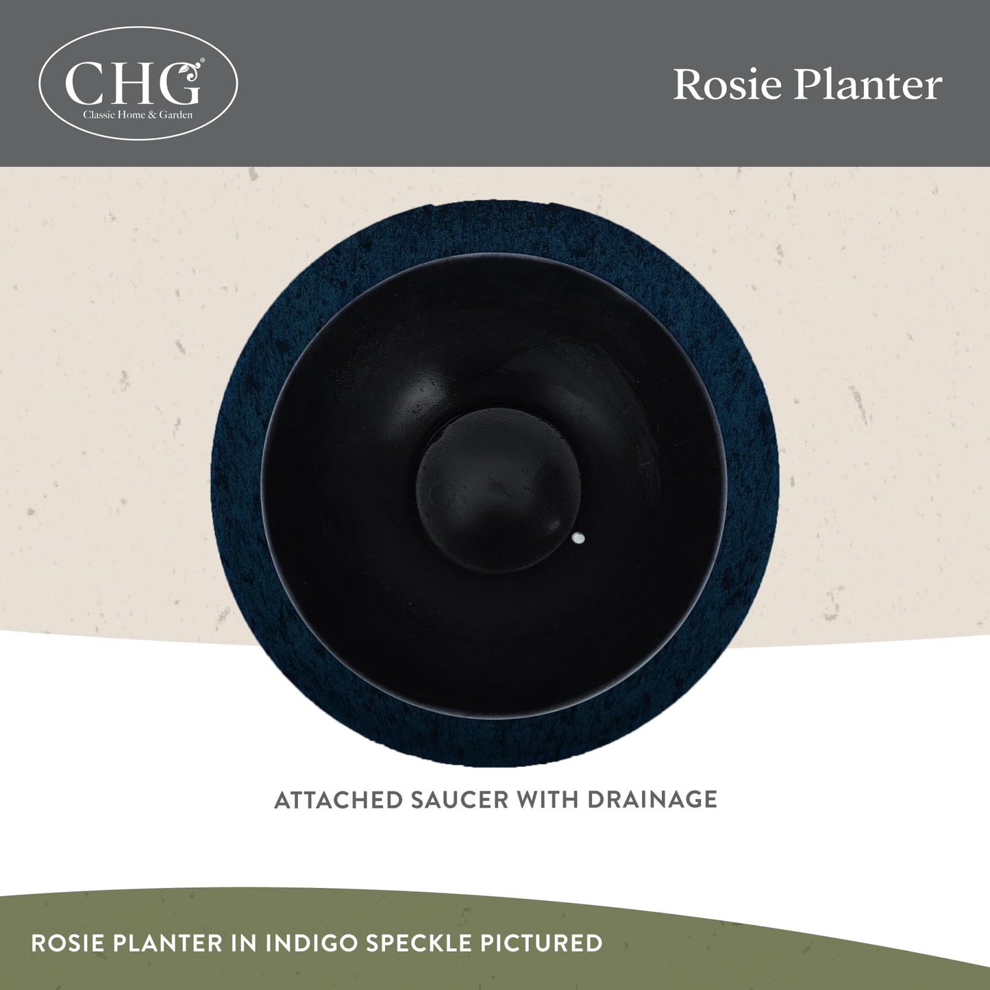 GROWSCAPE Rosie Planter Bowl, with Drainage and Saucer, 10” Northern Lights