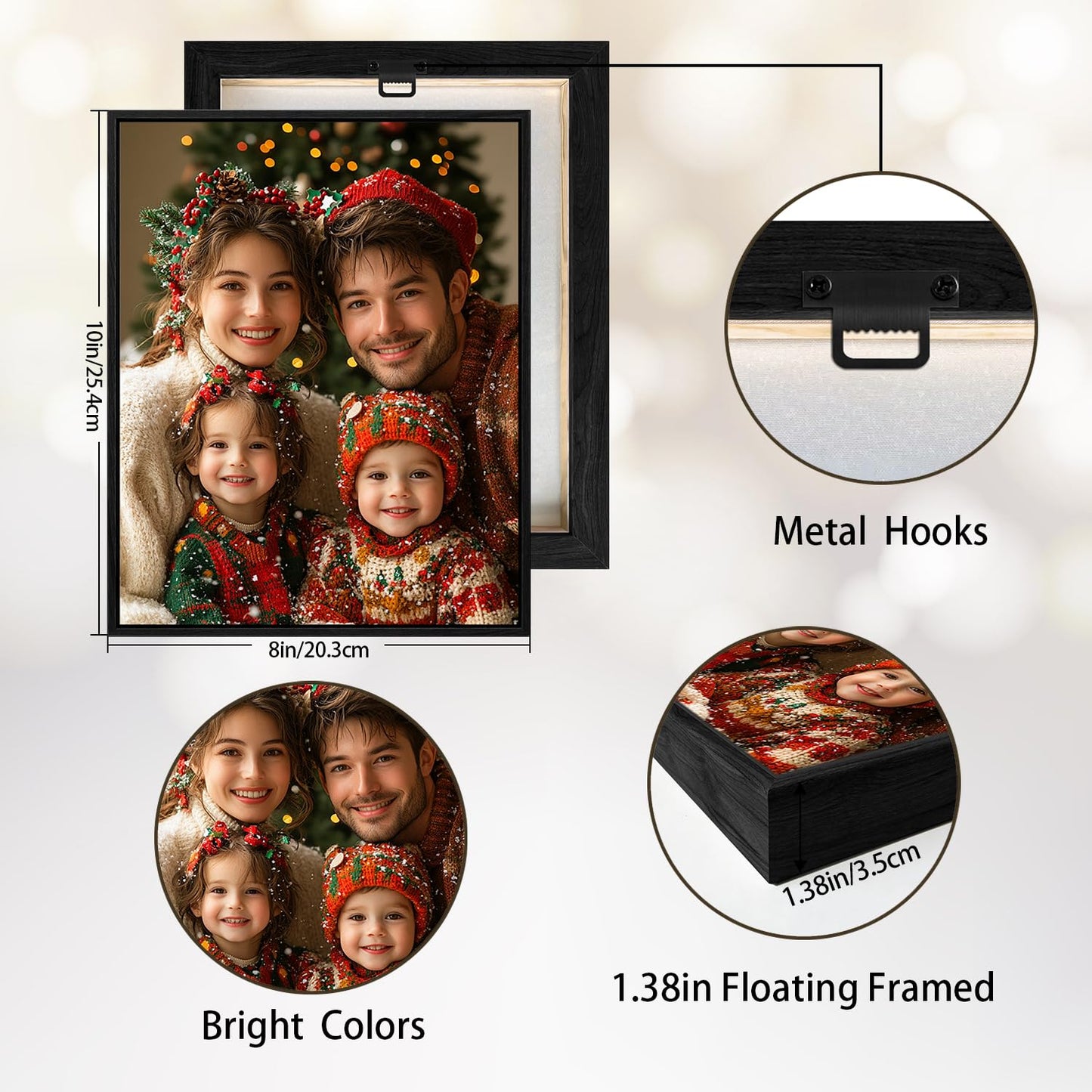 Canvas Prints with Your Photos, Ship Next Day Personalized Wall Art for Home Decor, Custom Photo Gifts for Wedding, Birthday, Family & Friends - Ready to Hang Canvas Pictures Framed 8x10