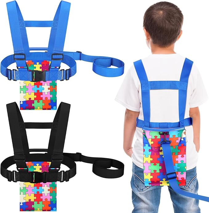Kanayu 2 Pcs Safety Harness Leash for Special Needs Child Walking Harness for Kids Older with Handle Pouch for Autism Adhd