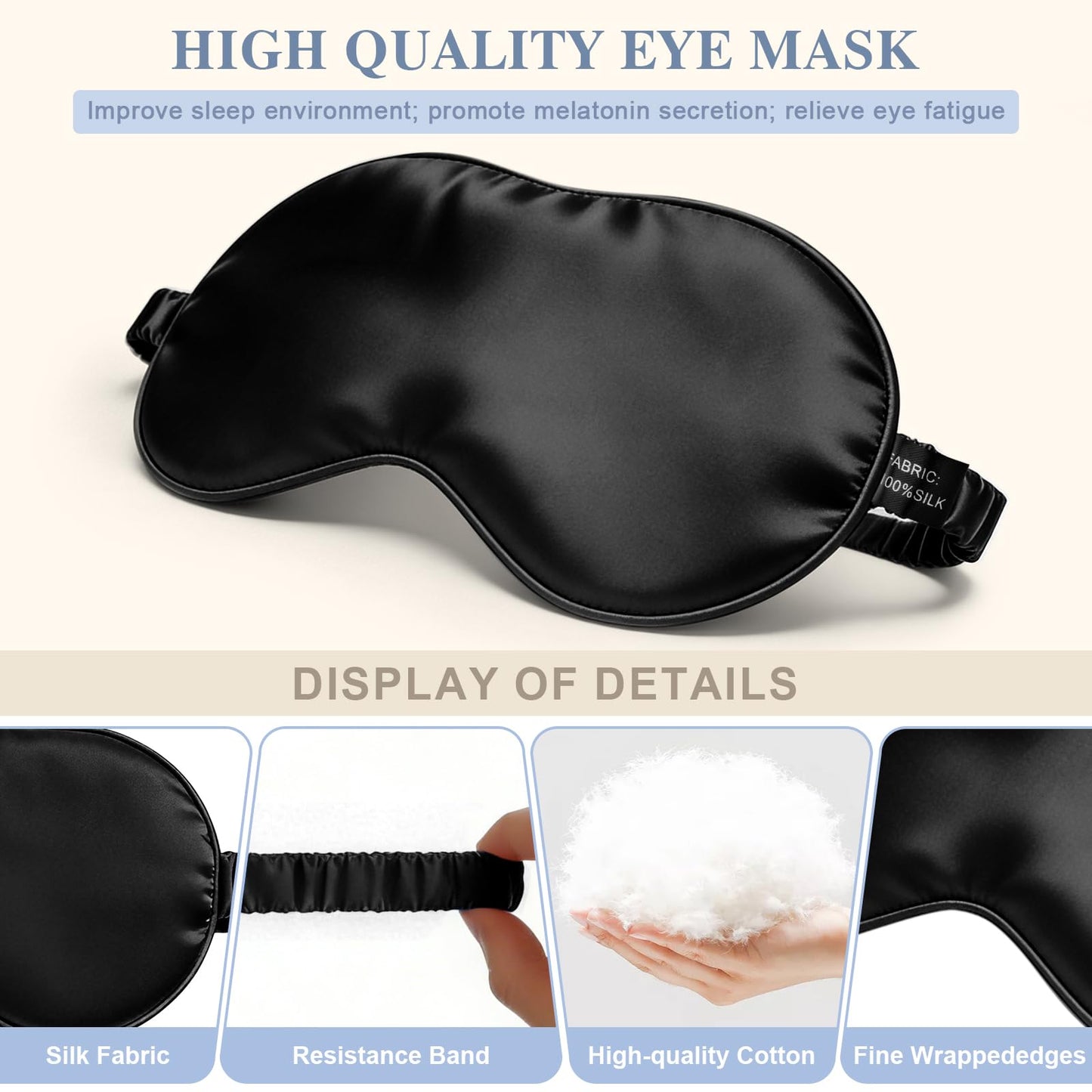 Doitory Silk Sleep Mask,Eye Mask for Sleep Women Men,Mulberry Sleeping Mask with Adjustable Strap,Blindfold Blackout Eye Mask for Travel and Full Night's Sleep,Nap