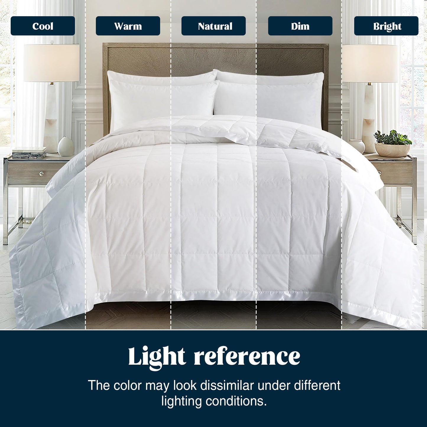 puredown® Blankets King Size - Soft Lightweight Down Blanket for Bed, Cozy Warm Luxury Bed Blanket with Satin Trim, White (108"X90")