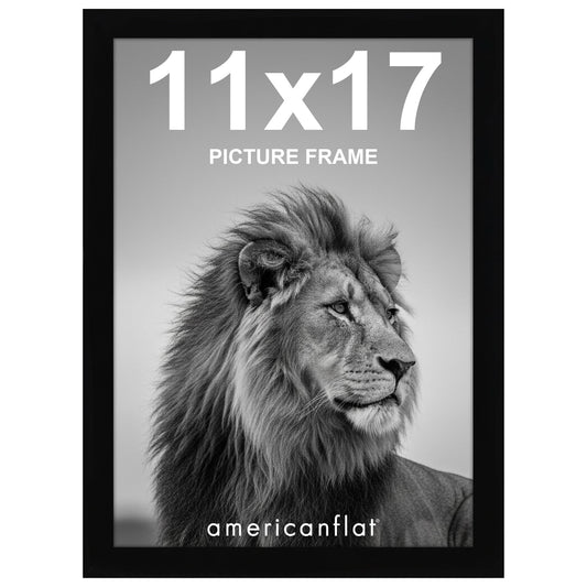 Americanflat 11x17 Picture Frame with Shatter-Resistant Glass - Signature Collection - Gallery-Style Frames Made of Engineered Wood - Photo Frame for Wall Display - Black