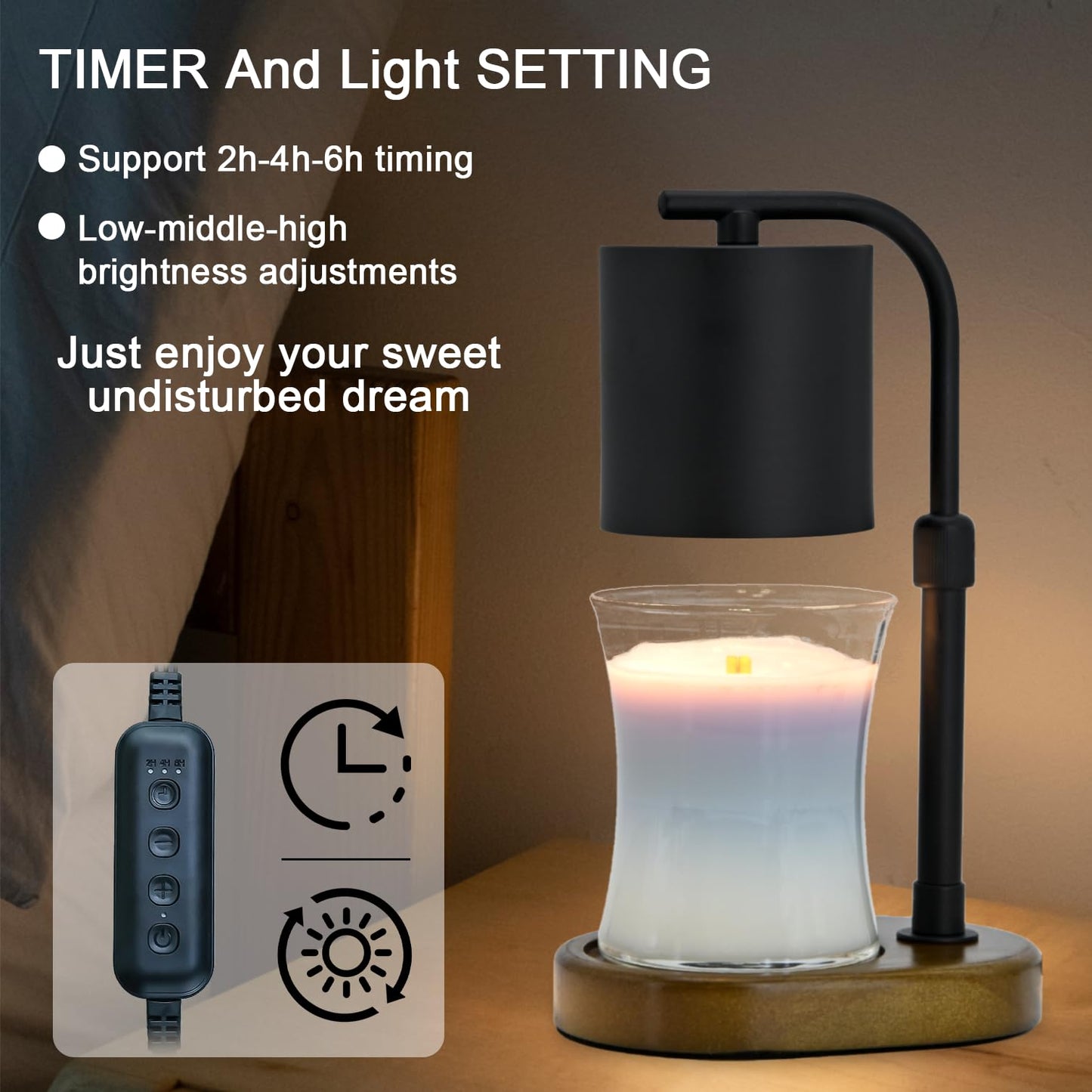 Eandisom Candle Warmer Lamp Timer - Birthday Gifts for Women Black