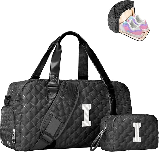 Elilier Teen Girl Gifts Trendy Stuff, Personalized Gifts, Initial Travel Duffel Bag or Teens, Monogram Overnight Bag, Trendy Stuff Gifts for Girls Friend Birthday Teacher Gift