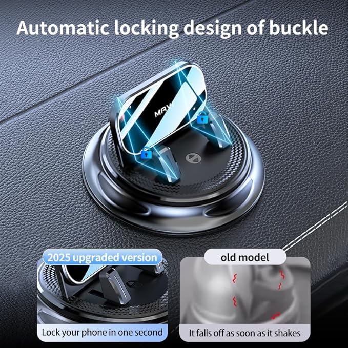 Holidaydeer 360° Rotatable,Car Phone Holder Mount,Silicone Phone Mount for Car Dashboard, Hands Free Cell Phone Holder Car Compatible with iPhone 16 15 14 13 12 Pro Max All Smartphones