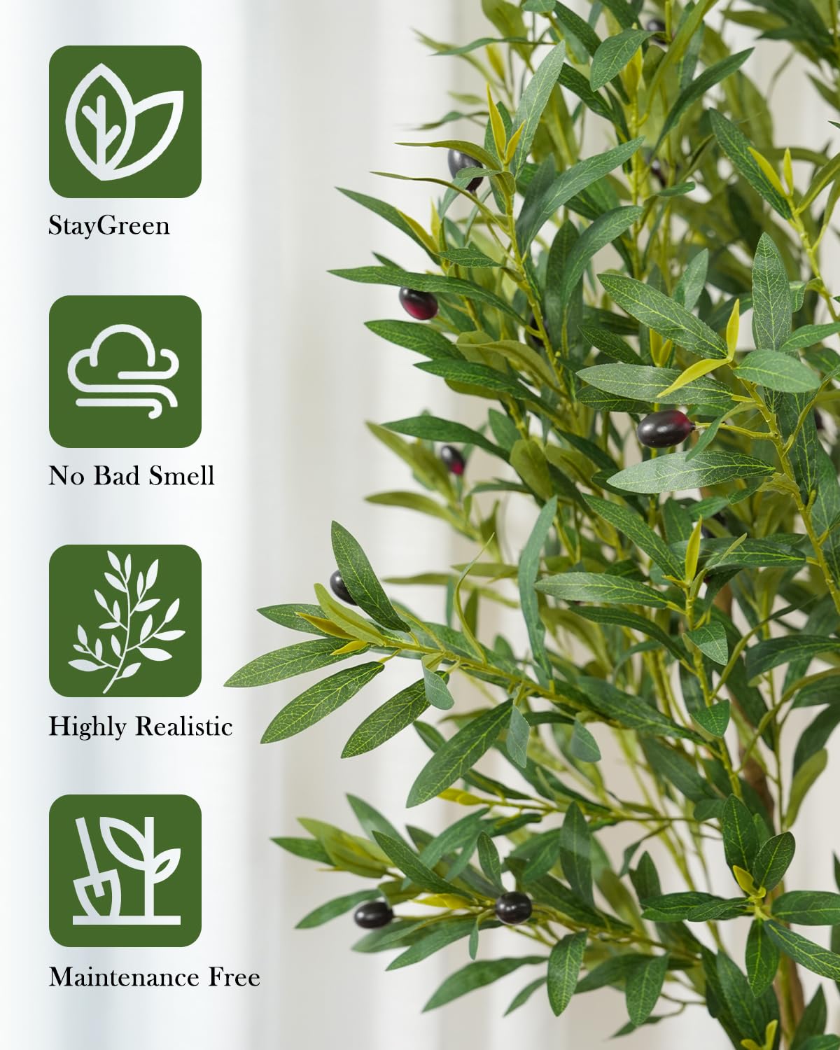 Sillaff Olive Tree 6FT Fake Tree Faux Plants Indoor with Pot Artificial Tree Nearly Natural Olive Branches and Fruits for Living Room Home Office Decorations