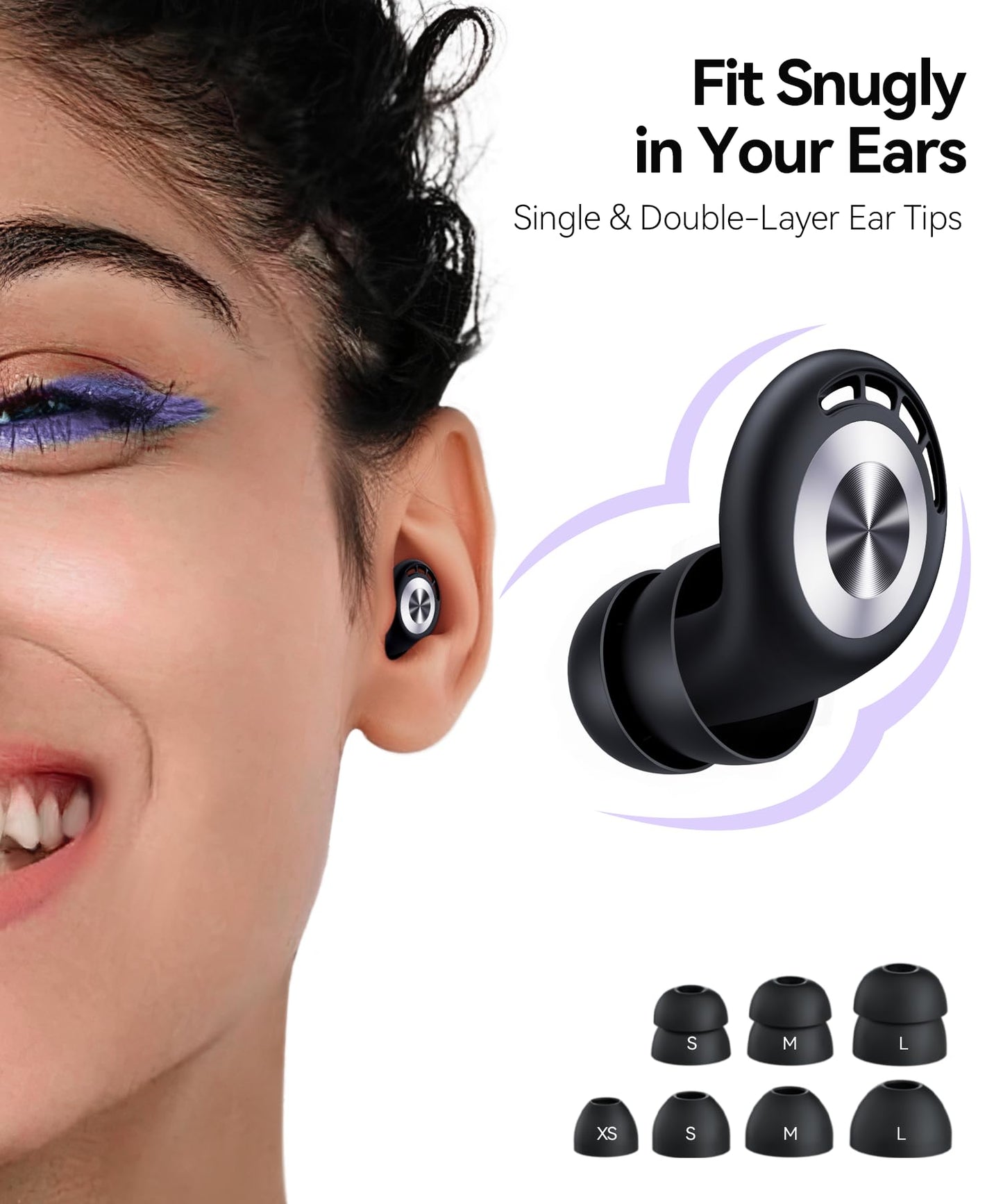 Ear Plugs for Sleeping 50dB Earplugs Noise Cancelling Ear Plugs for Noise Reduction Concerts Soft Reusable Silicone Earplugs for Snoring Side Sleepers Shooting Airplanes with 7 Eartips Case