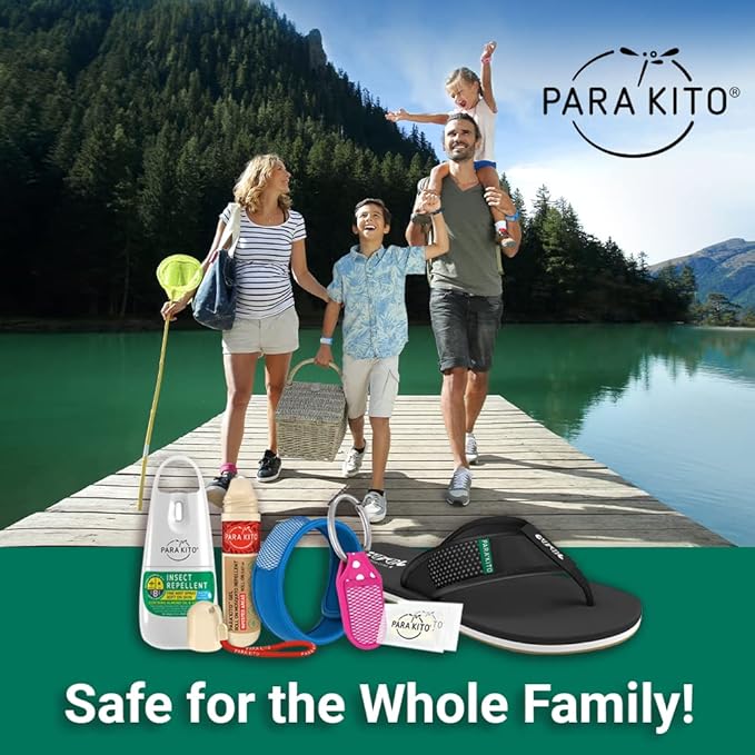 PARA'KITO Mosquito Insect & Bug Repellent Wristband - Waterproof, Outdoor Pest Repeller Bracelet w/Natural Essential Oils - Sport Edition (Black)