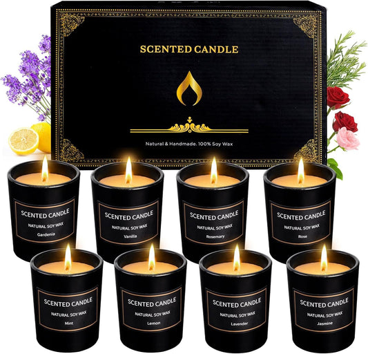 Scented Candles Gifts for Women Men, 8 Pack 3 Oz Scented Candles for Home, Natural Soy Wax Strong Fragrance Long Lasting Aromatherapy Candles for Women Men, Gifts for Birthday