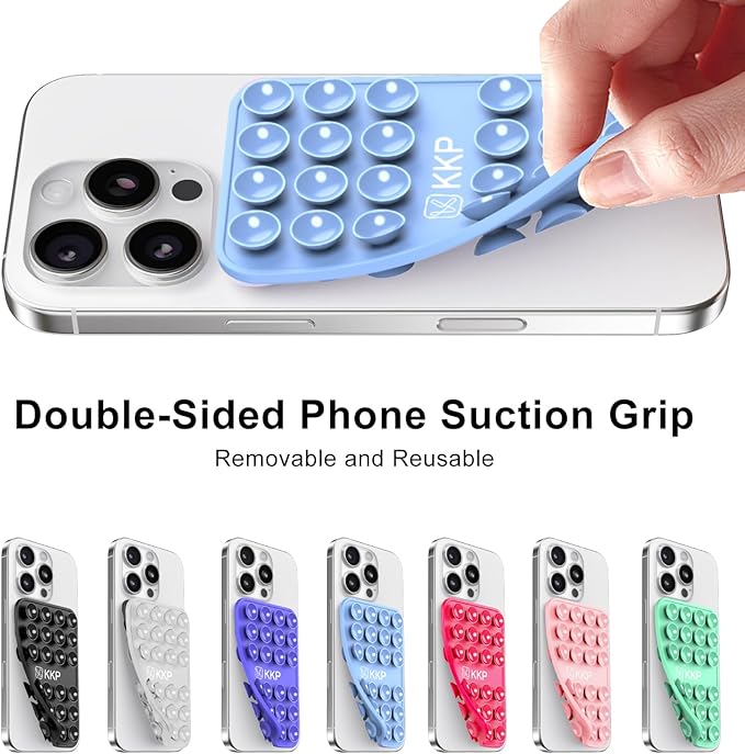 KKP Classic MAX - Silicone Suction Phone Case Adhesive Mount - Hands-Free, Strong Grip Holder for Selfies and Videos - iPhone and Android Compatible - 2.6″ x 3.9″
