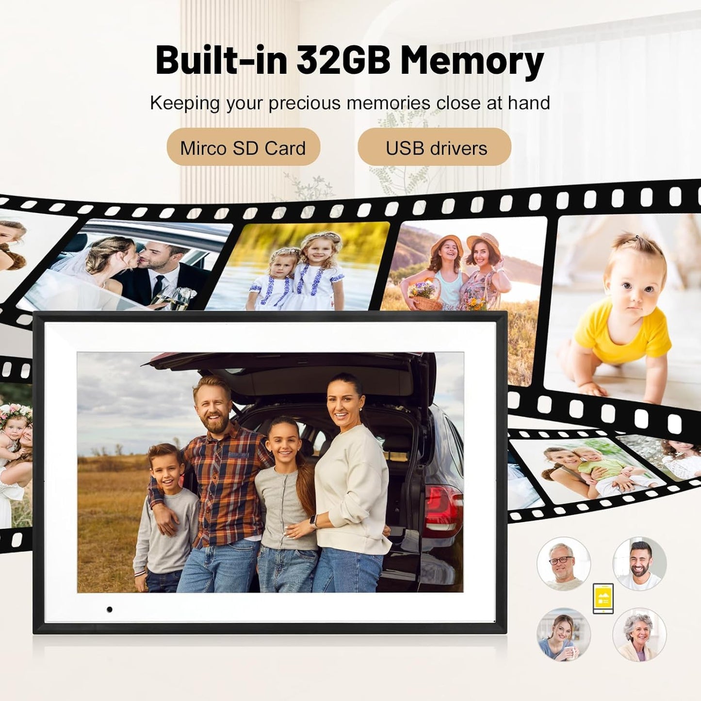 Digital Picture Frame 10.1 Inch Digital Photo Frame with 32GB Storage, 1280 * 800 IPS FHD Touchscreen, WiFi Smart Frame Share Photos and Videos Instantly from Anywhere via AiMOR App