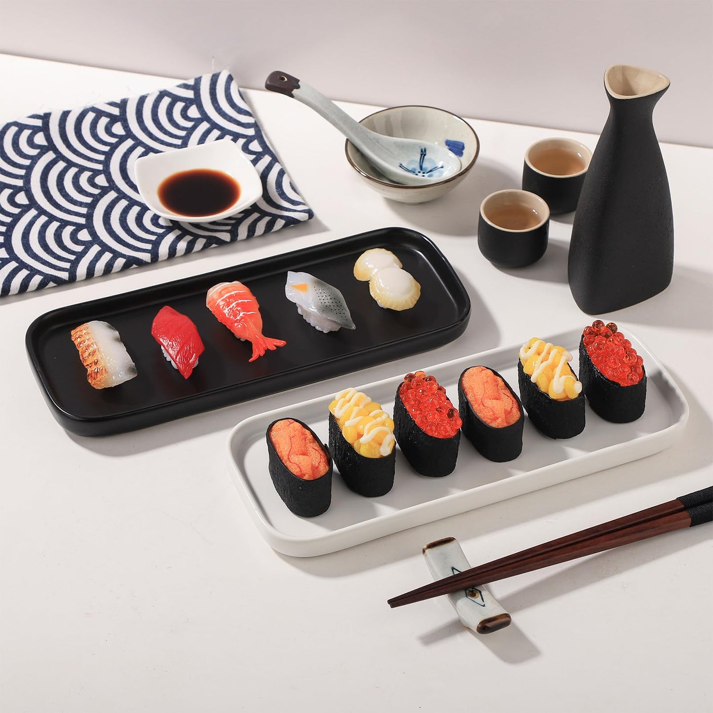 VanEnjoy Ceramic Tray for Kitchen Counter, White Vanity Tray for Bathroom Counter, Long Narrow Tray for Soap Bottles