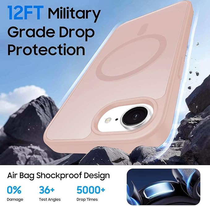 Ntwinro Magnetic for iPhone 16e Case (Compatible with MagSafe) with Detachable Wallet & Card Holder for 3 Cards [RFID Blocking] Military Grade Protective Slim Phone Cover, Pink