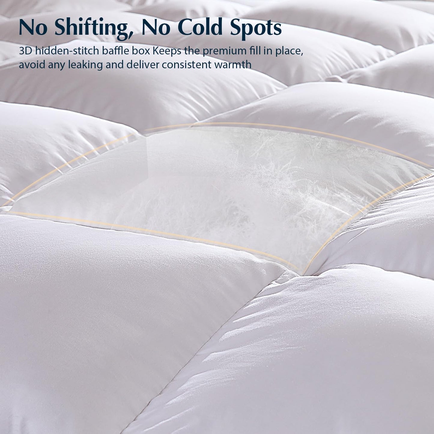 Pacific Coast Goose Feather Down Fiber Comforters Queen Size, Heavyweight Thickened Winter Duvet Insert, Ultra-Soft, Fluffy, Breathable, Hotel Luxury Bedding Comforters, 8 Tabs, 90"x90"