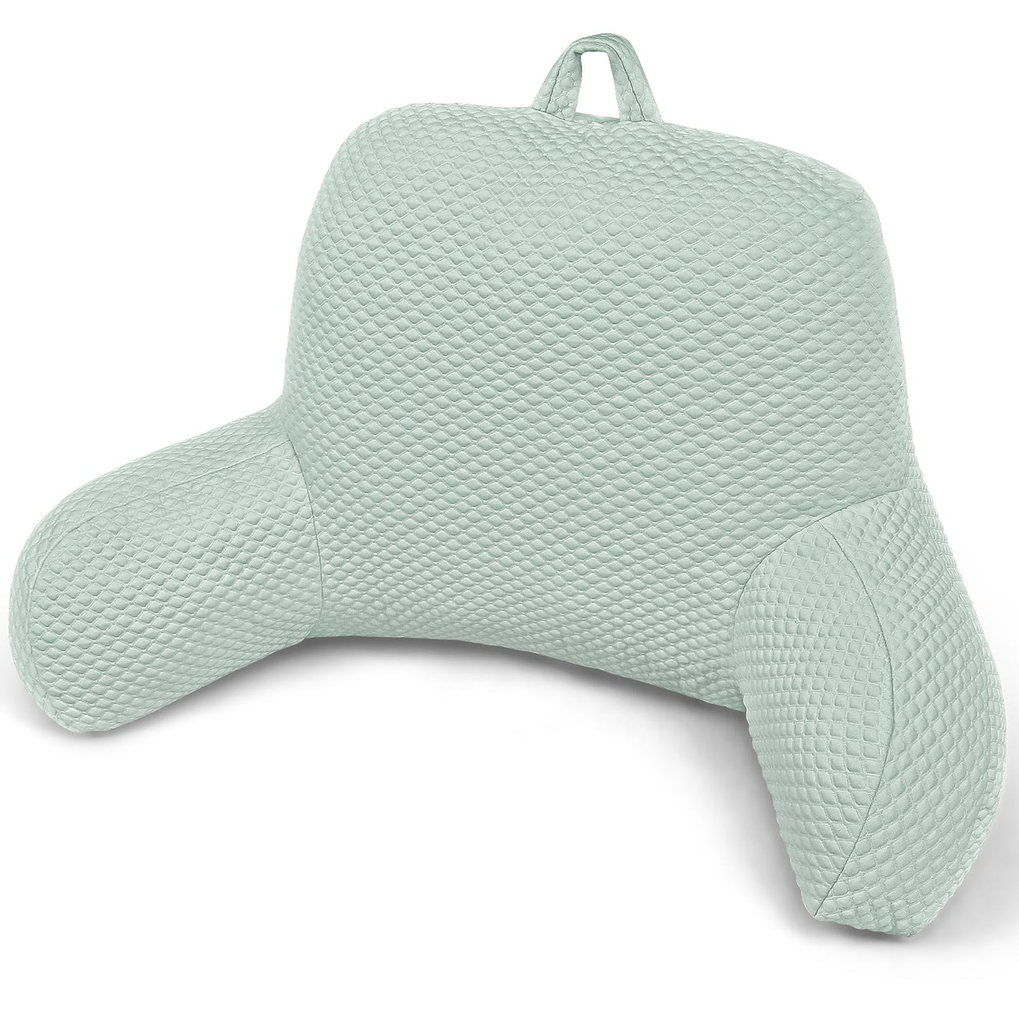 xffzroom Reading Pillow, Ice Silk Bean Back Support Pillow for Bed Sitting Up, Large Bed Rest Pillow with Arms for Adults,Back Support for Couch and Chair, Green