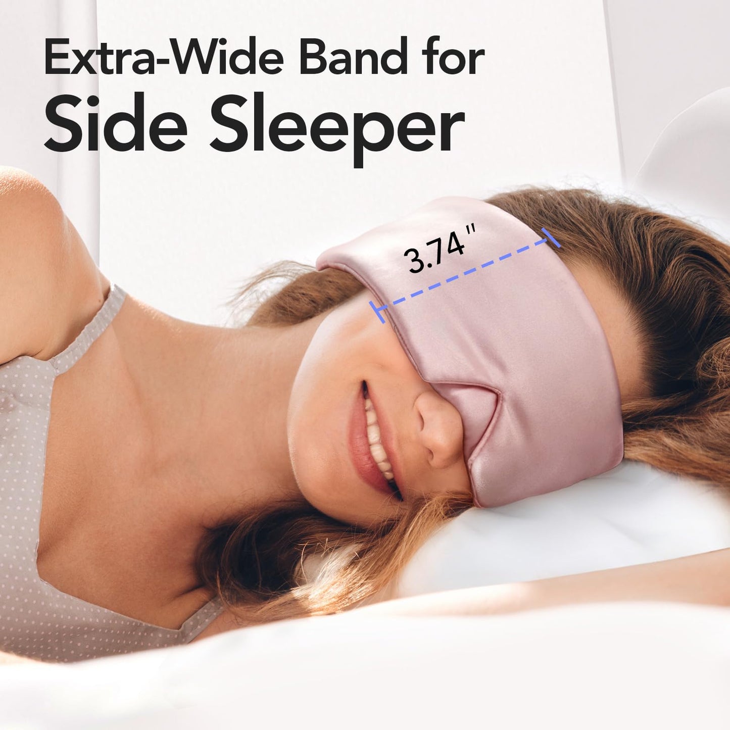 LitBear Silk Sleep Mask for Side Sleeper, Travel, Airplane, Office, Pink