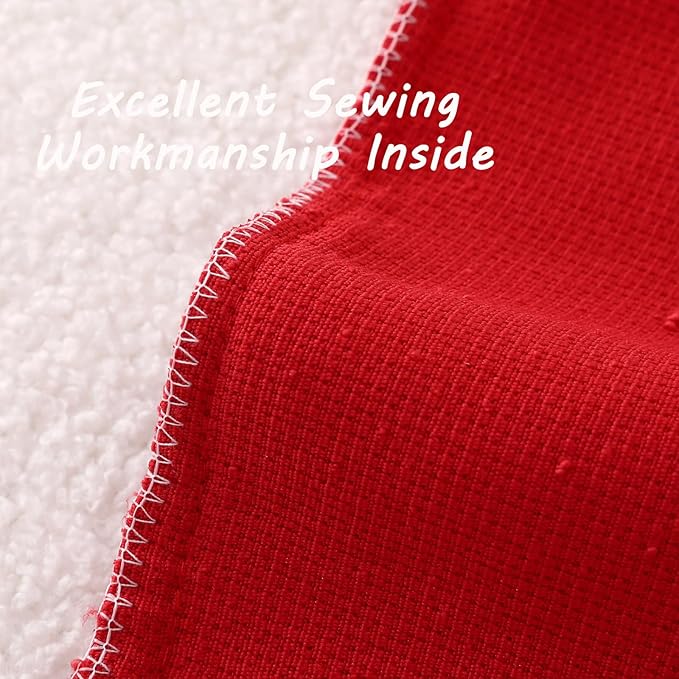 FUTEI Christmas Pack of 2 Red Decorative Throw Pillow Covers 24x24 Inch Soft Cozy Solid Boucle Textured European Cushion Case,Modern Home Decor for Couch Bed Living Room