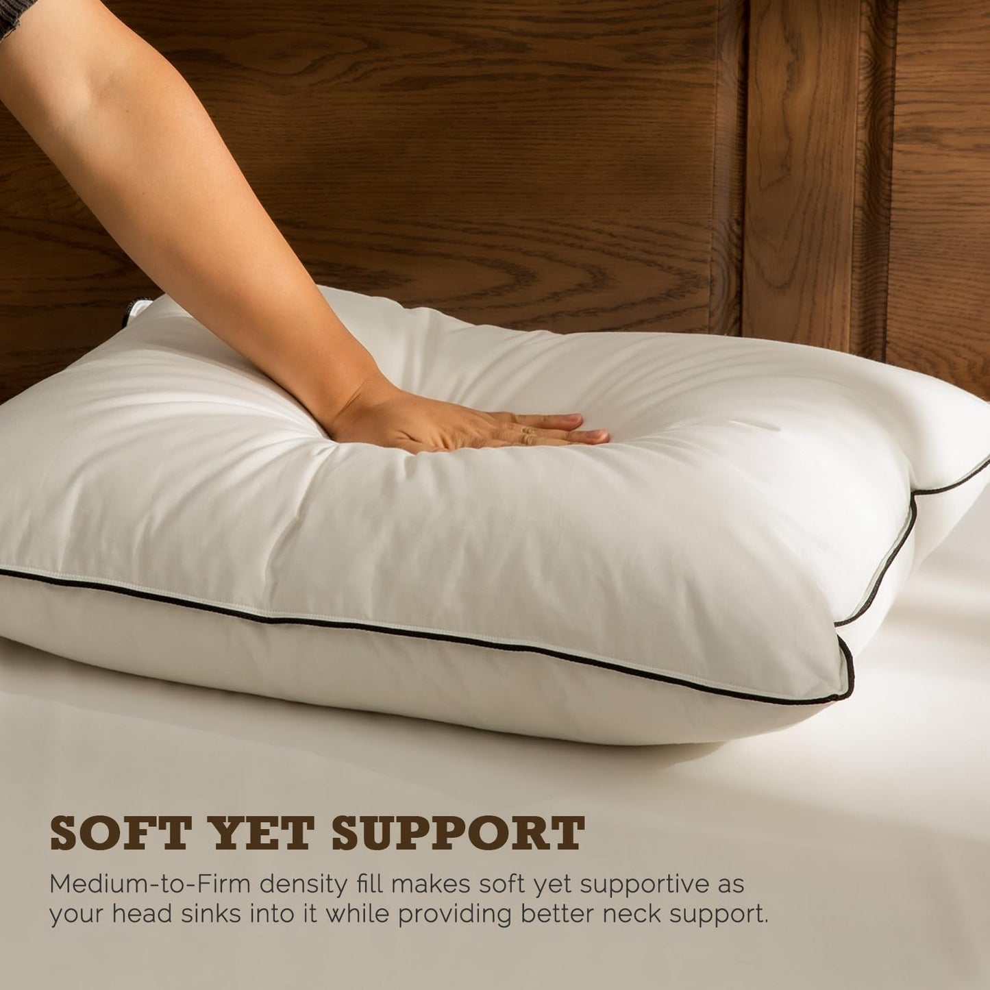 BPC Goose Feather Down Pillows King Size Set of 2, Luxury Hotel Pillows with 100% Organic Cotton Cover, Bed Pillow for Medium Firm Support & Cloud-Like Comfort, 20x36 Inches