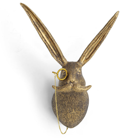 UITWMKTG Gold Animal Head Wall Decor Wall Sculpture Home Decor Statue for Living Room Office Bedroom Modern Decor for Men Women Rabbit