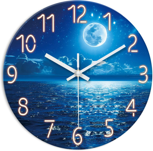XFM Large Blue Moon Wall Clock Battery Operated 20 Inch