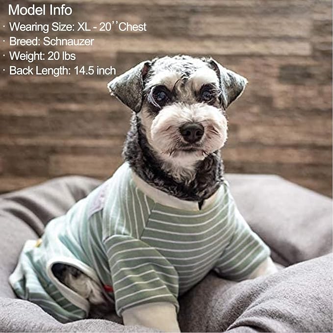KYEESE Dog Pajamas, Striped Pet PJS Lightweight Doggie Jammies, 4 Legs Outfit Soft Dog Pajamas, Cozy Pet Clothes Onesie, Comfortable PJS for Large Dogs, Green Striped, 3XL