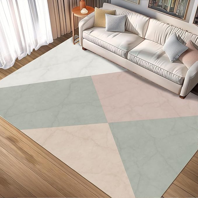 Modern Marble Rug - 6x8 Area Rug, Minimalist Marble Rugs, Abstract Luxury Dining Room Rugs, Washable & Non Slip Large Carpet Home Decor