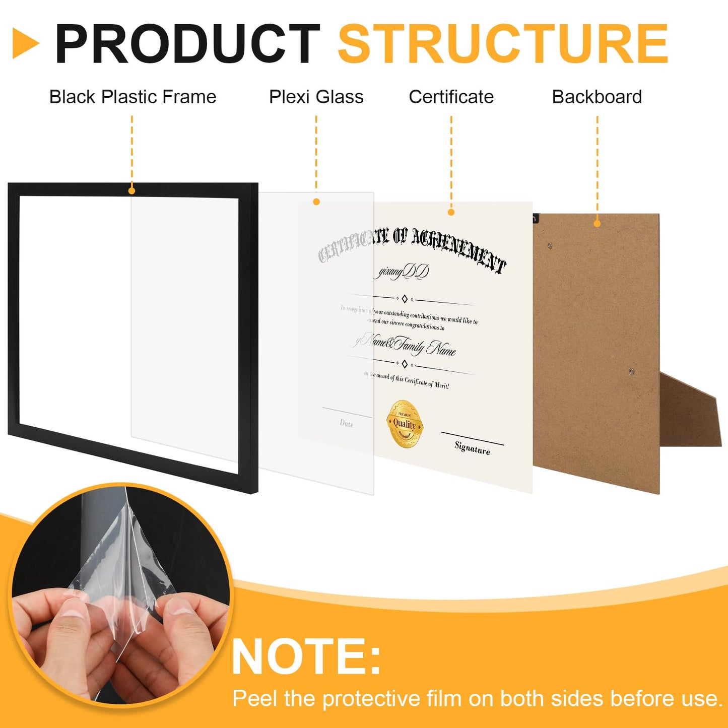 YixangDD 5 Pack Certificate Frames 8.5 x 11, College Diploma Frame with Clear Plexiglass, Black Degree Document Frame for Wall and Tabletop Display