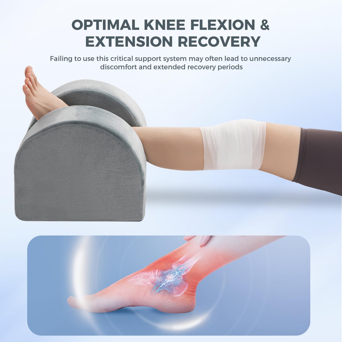 Ganondorf Knee Replacement Pillow Zero Degree Knee Extension Pillow for Post Surgery Recovery, Leg Elevation & Ankle Support for ACL, MCL & Hip Surgery