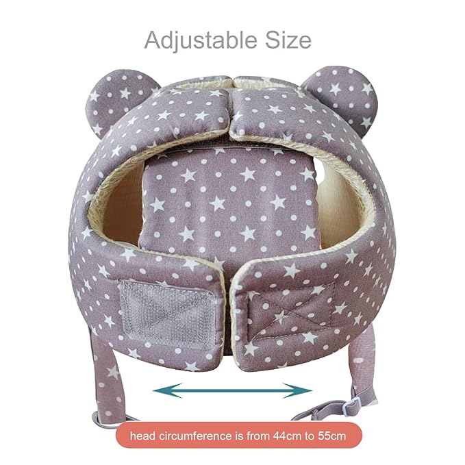 Baby Infant Helmet Toddler Headguard Head Protective Cushion Cute Children Adjustable Helmet Hat Harnesses Cap Kid Child Crawl Walk Playing (Gray Star)