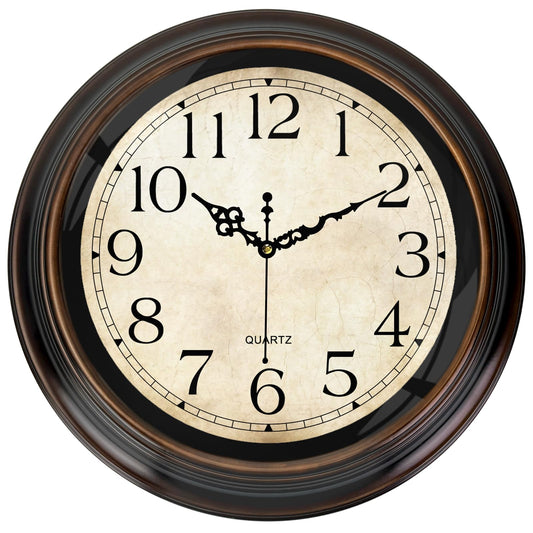 ComfyTune Vintage Wall Clock 16 Inch Quartz Silent Non-Ticking Analog Clock Battery Operated Rustic Round Decorative Clock for Living Room Kitchen Home Office Classroom
